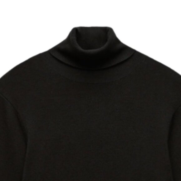 NWOT Zara Knit Mock Neck Classic Black Pullover Sweater - Picture 2 of 9